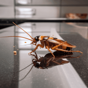 a roach on a counter