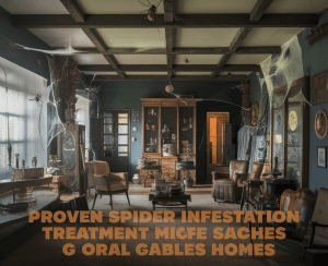 Spooky room with spider webs.