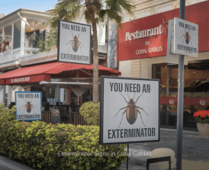 Exterminator signs in Coral Gables
